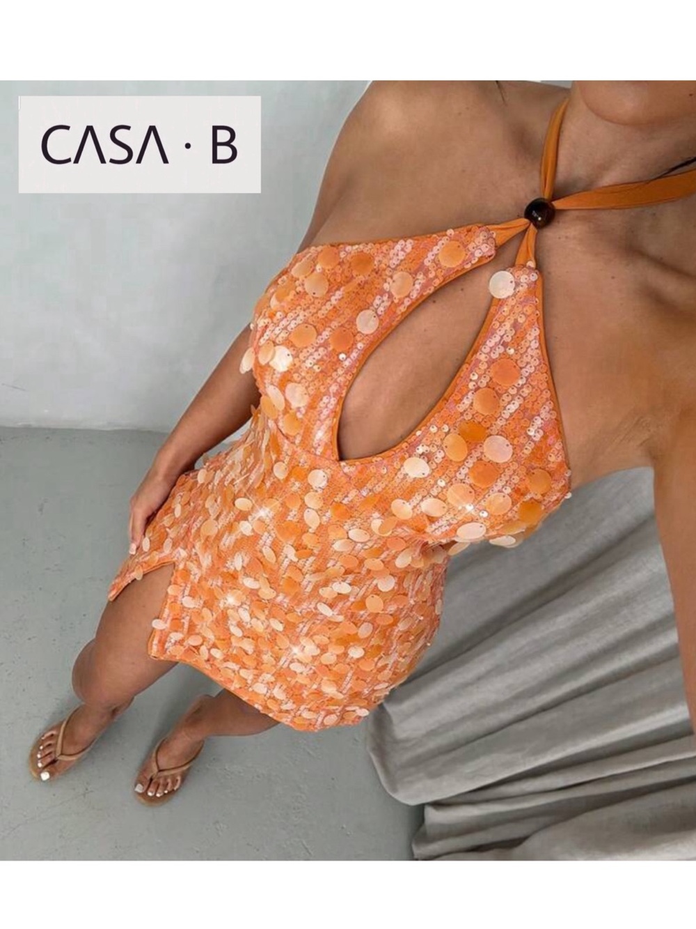 NEW💫CASA B | Sunset Mirage Orange Sequin Mini Dress